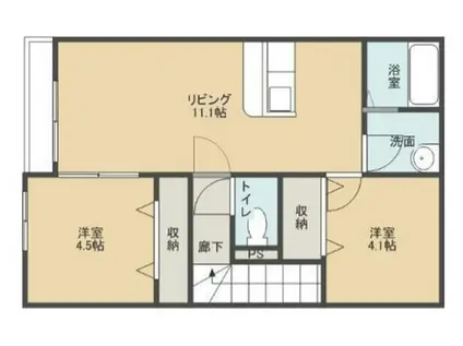 IS延友C棟 202(2LDK/2階)の間取り写真