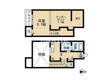 ピエス千早A(1K/1階)の間取り写真