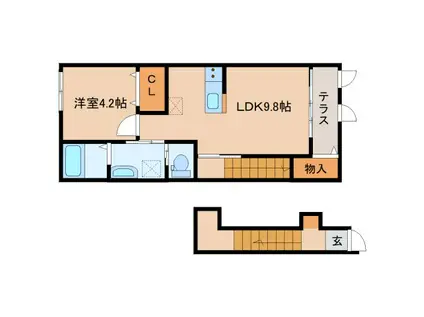 南紀寺アパート(1LDK/2階)の間取り写真