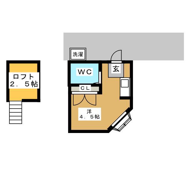 ハイツK&KIII(ワンルーム/2階)の間取り写真