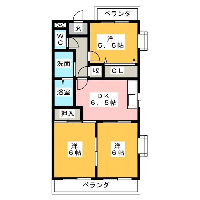 MS HOUSE AKANABE(2LDK/6階)の間取り写真