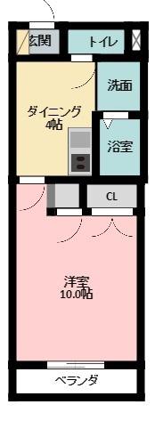 レーディゲン初生(1K/1階)の間取り写真