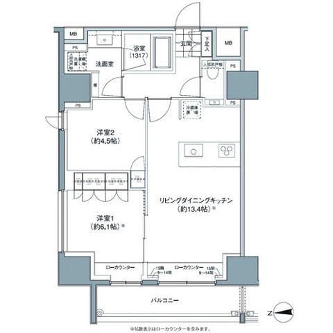 パークハビオ東中野(2LDK/13階)の間取り写真