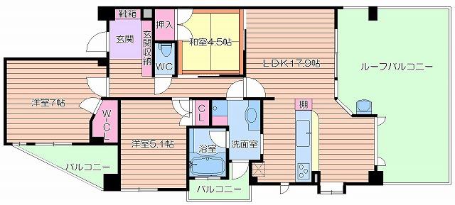 CITY SPIRE夕陽丘(3LDK/2階)の間取り写真