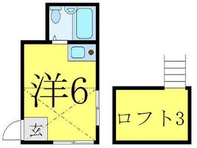 コーポ朝日(ワンルーム/2階)の間取り写真