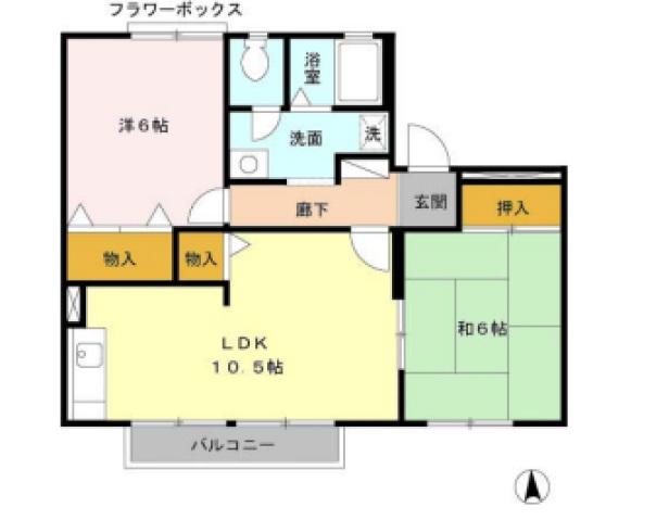 プリシェールK(2LDK/1階)の間取り写真