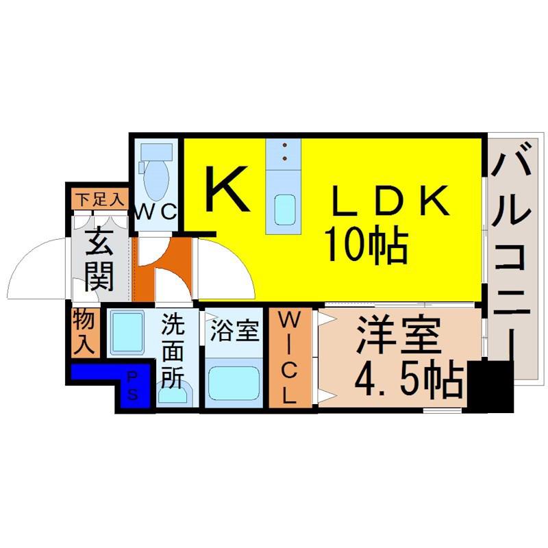 プレサンス名古屋グロウ(1LDK/2階)の間取り写真