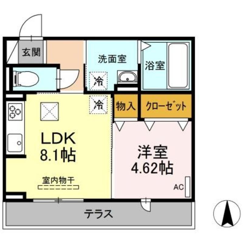 つむぎテラシア 壱番館(1LDK/1階)の間取り写真