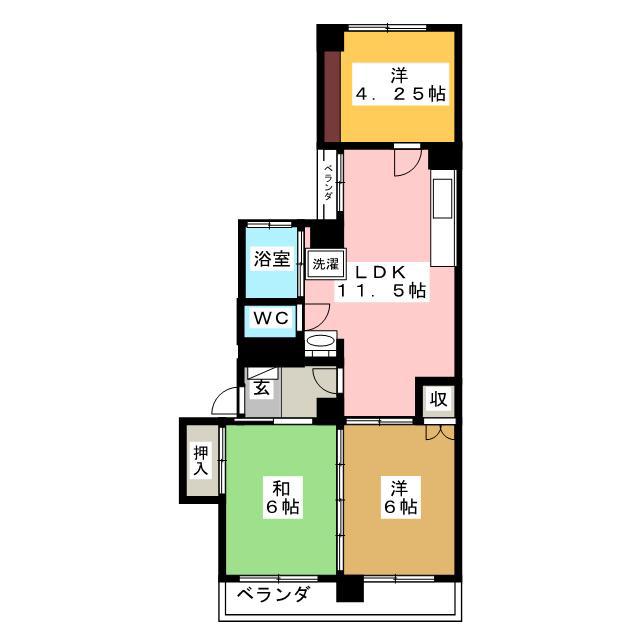 カーサ三輪(3LDK/2階)の間取り写真