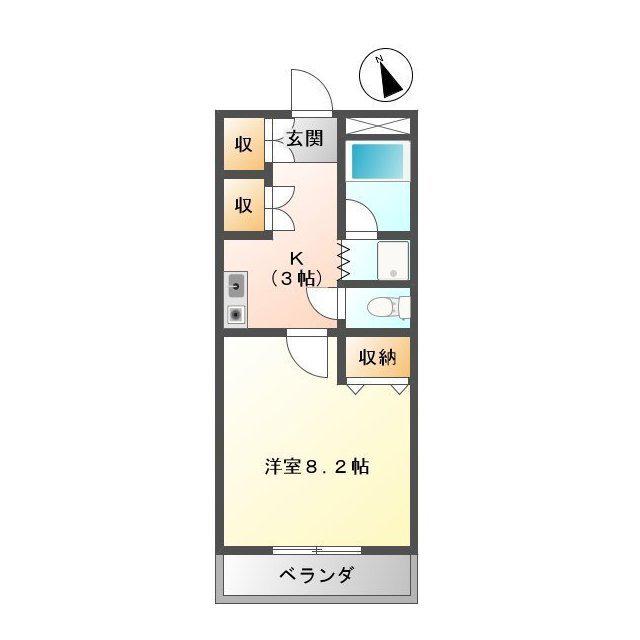ルナール(1K/1階)の間取り写真