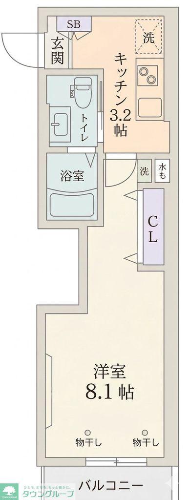 エスポワールリアン(1K/2階)の間取り写真