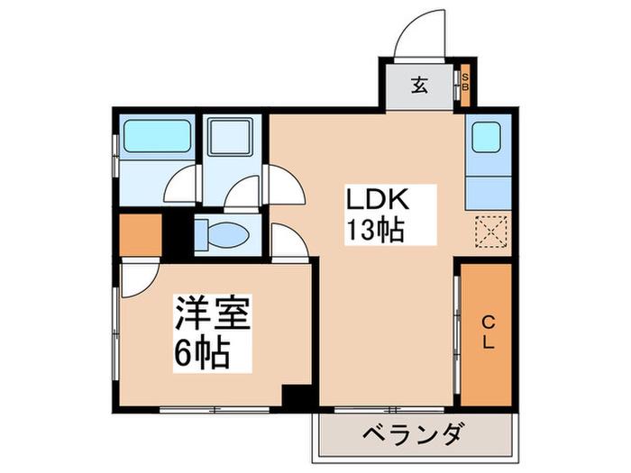 コーポラスウエダ(1LDK/4階)の間取り写真
