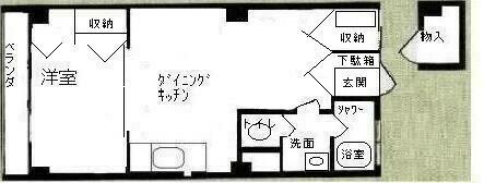 香里カーサヒル(1LDK/3階)の間取り写真
