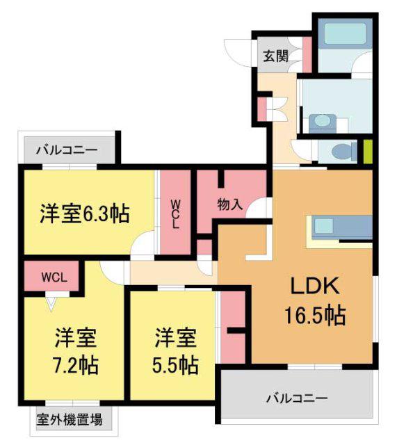 シャーメゾン トレドゥース 甲南山手(3LDK/4階)の間取り写真