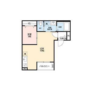 GRANDBLUE HOSHIMIYAI(1LDK/3階)の間取り写真
