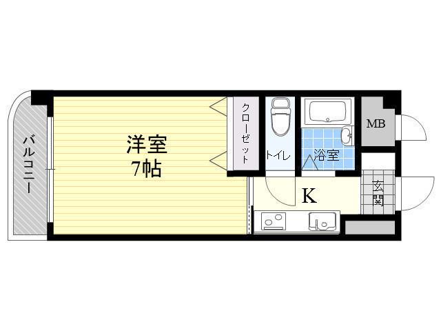 ウェルス 別府(1K/2階)の間取り写真