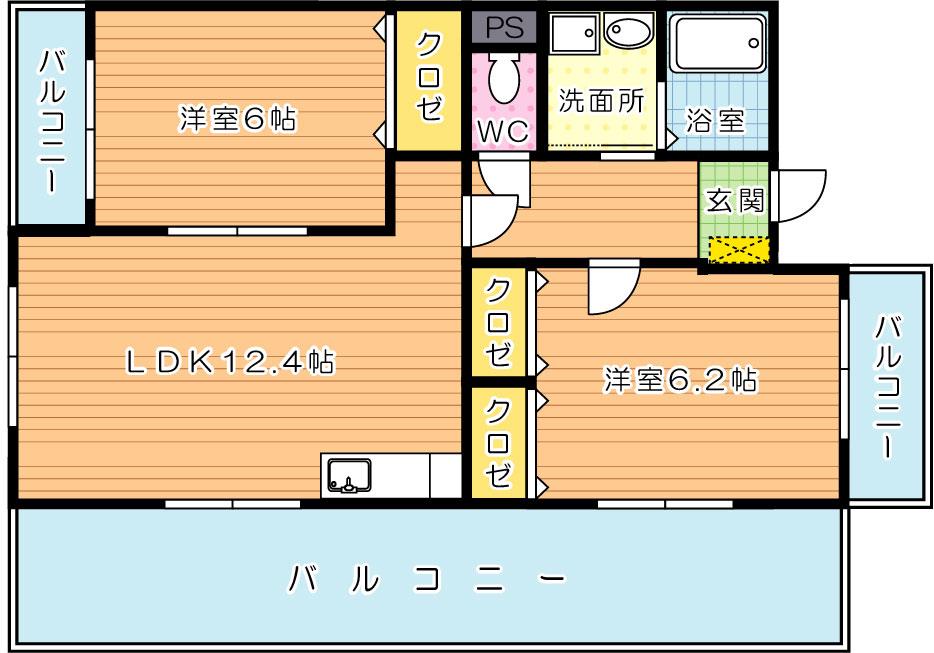 K・T・M・Jビル(2LDK/4階)の間取り写真
