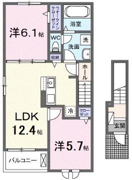 アイリス パディ(2LDK/2階)の間取り写真