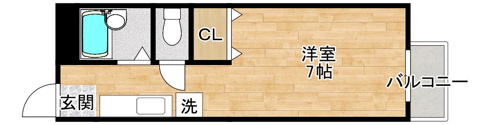 ヴィラプレフェールII・A棟(1K/2階)の間取り写真