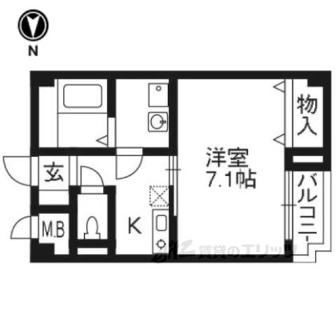 メゾンソウザⅡ(1K/1階)の間取り写真