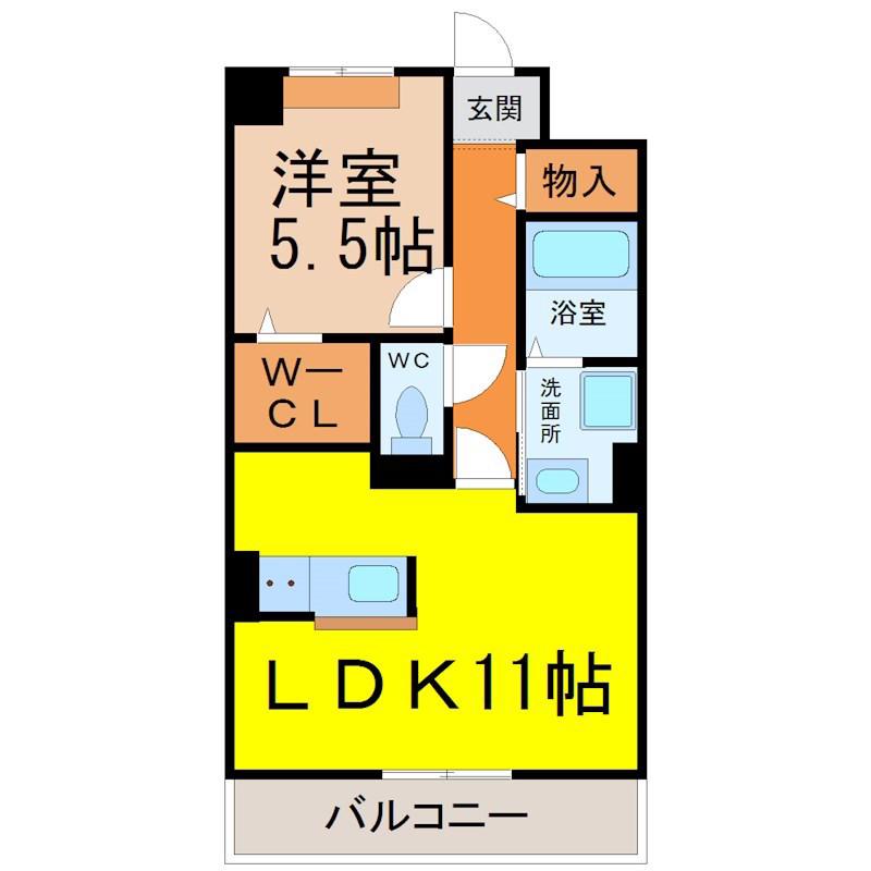 フェリオ新西(1LDK/5階)の間取り写真