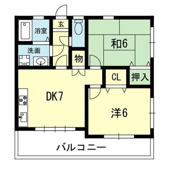 サイプレスオオツA(2DK/2階)の間取り写真