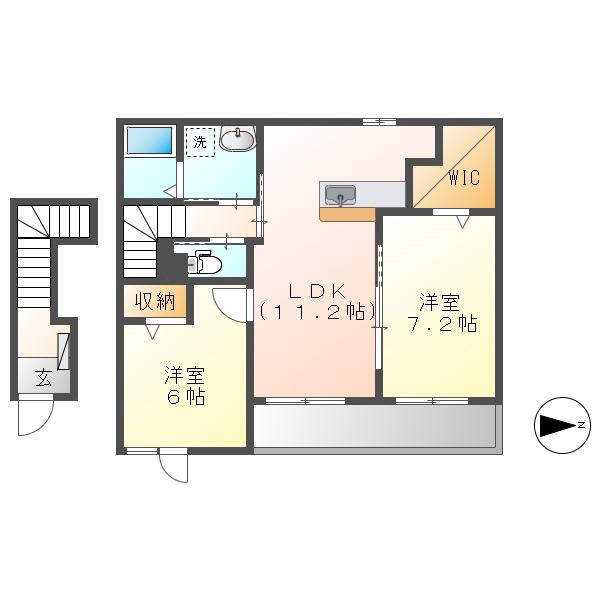 プレミアムI(2LDK/2階)の間取り写真