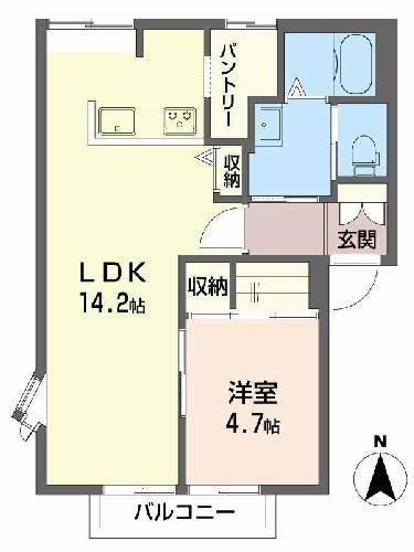 プレステージ溝口A棟(1LDK/1階)の間取り写真