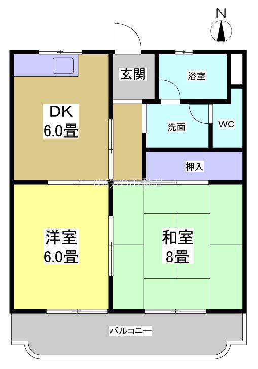 トラストマンション(2DK/2階)の間取り写真