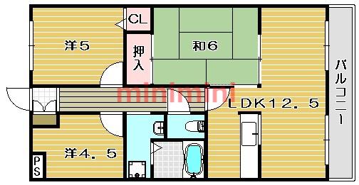 グランヒル西口(3LDK/3階)の間取り写真