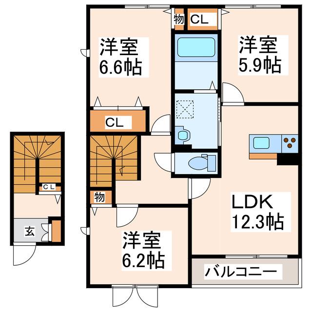 セカンド エリタージュ(3LDK/2階)の間取り写真
