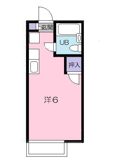 ハインハイツ小林B棟(ワンルーム/1階)の間取り写真