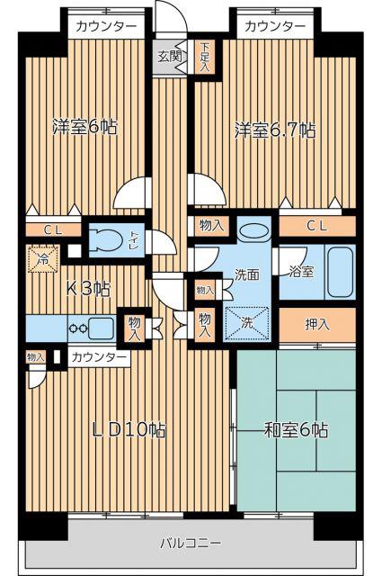 CITY SPIRE西葛西(3LDK/3階)の間取り写真