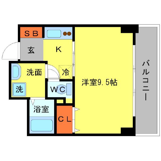 ウィスタリア京橋(1K/2階)の間取り写真