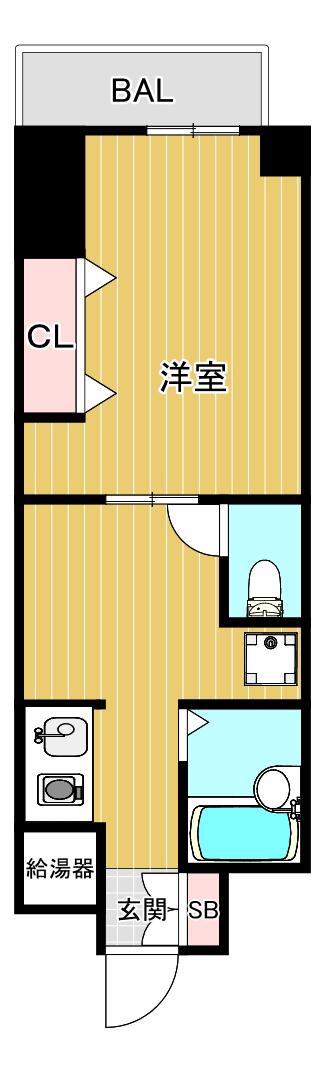 YKマンション(1DK/7階)の間取り写真