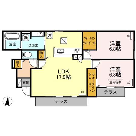 D-ROOM植村(2LDK/1階)の間取り写真