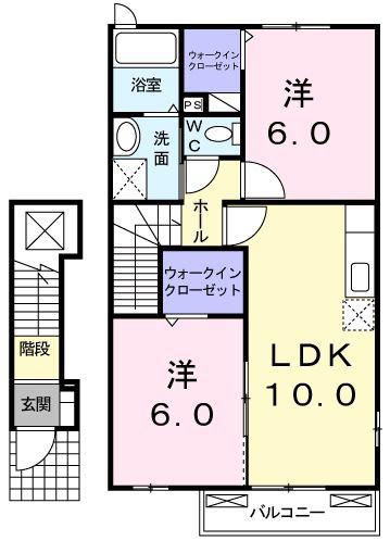 グリーンオアシスD(2LDK/2階)の間取り写真
