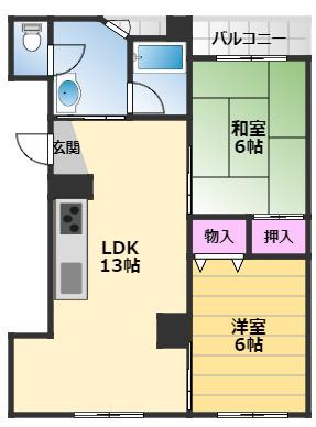 ヌーヴォ和泉(2LDK/3階)の間取り写真
