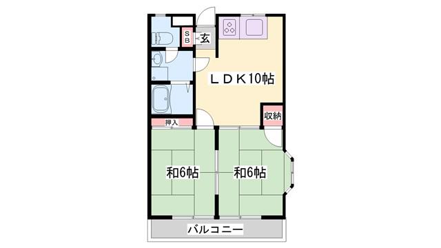 マインハイツ(2LDK/1階)の間取り写真