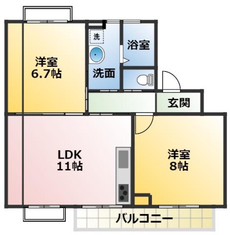 シンプルタウン(2LDK/1階)の間取り写真