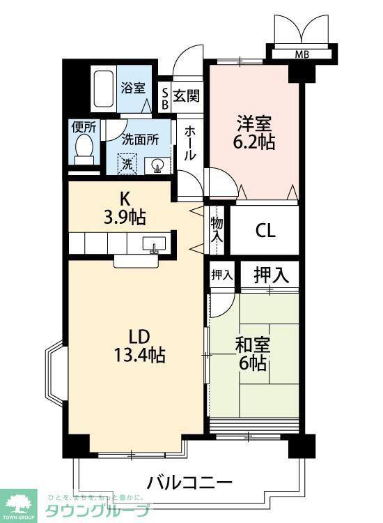 大新ヒルズ(2LDK/7階)の間取り写真