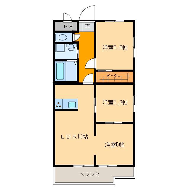 アルカサール泉が丘(3LDK/2階)の間取り写真