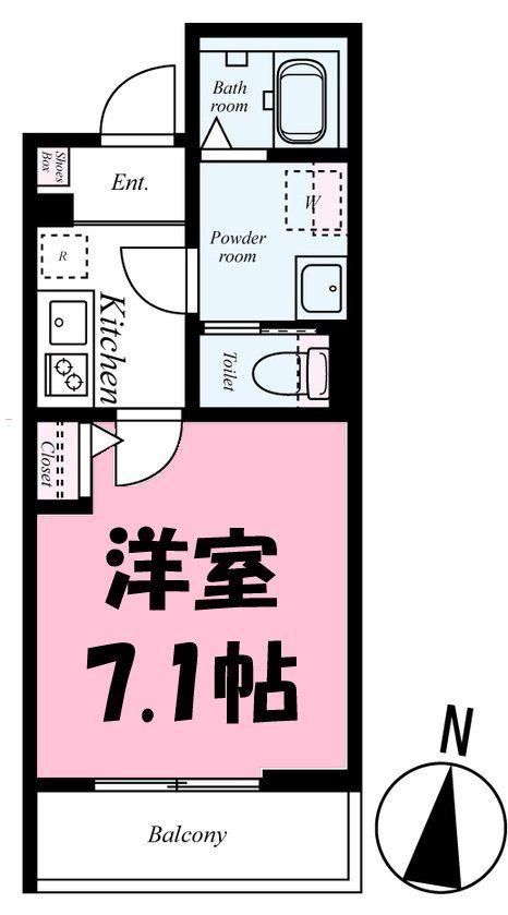 GRADUS一ノ割(1K/1階)の間取り写真