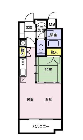 高砂ハイツ高崎西口(1LDK/12階)の間取り写真
