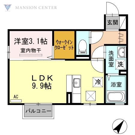 ネージュSII(1LDK/1階)の間取り写真