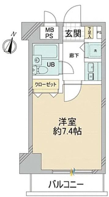 ライオンズマンション門前仲町第5(1K/6階)の間取り写真