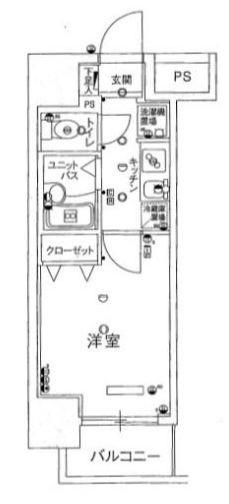 スカイコート品川仙台坂(1K/6階)の間取り写真