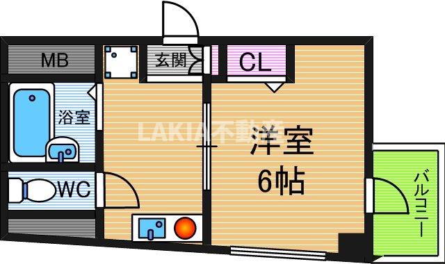 ユーニティ桃ヶ池(1K/6階)の間取り写真