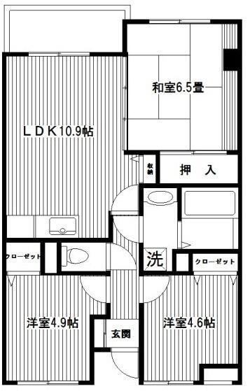 ヒルサイド森(3LDK/3階)の間取り写真