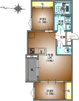 REGALEST WOOD TERRACE JOSHIN(2LDK/3階)の間取り写真